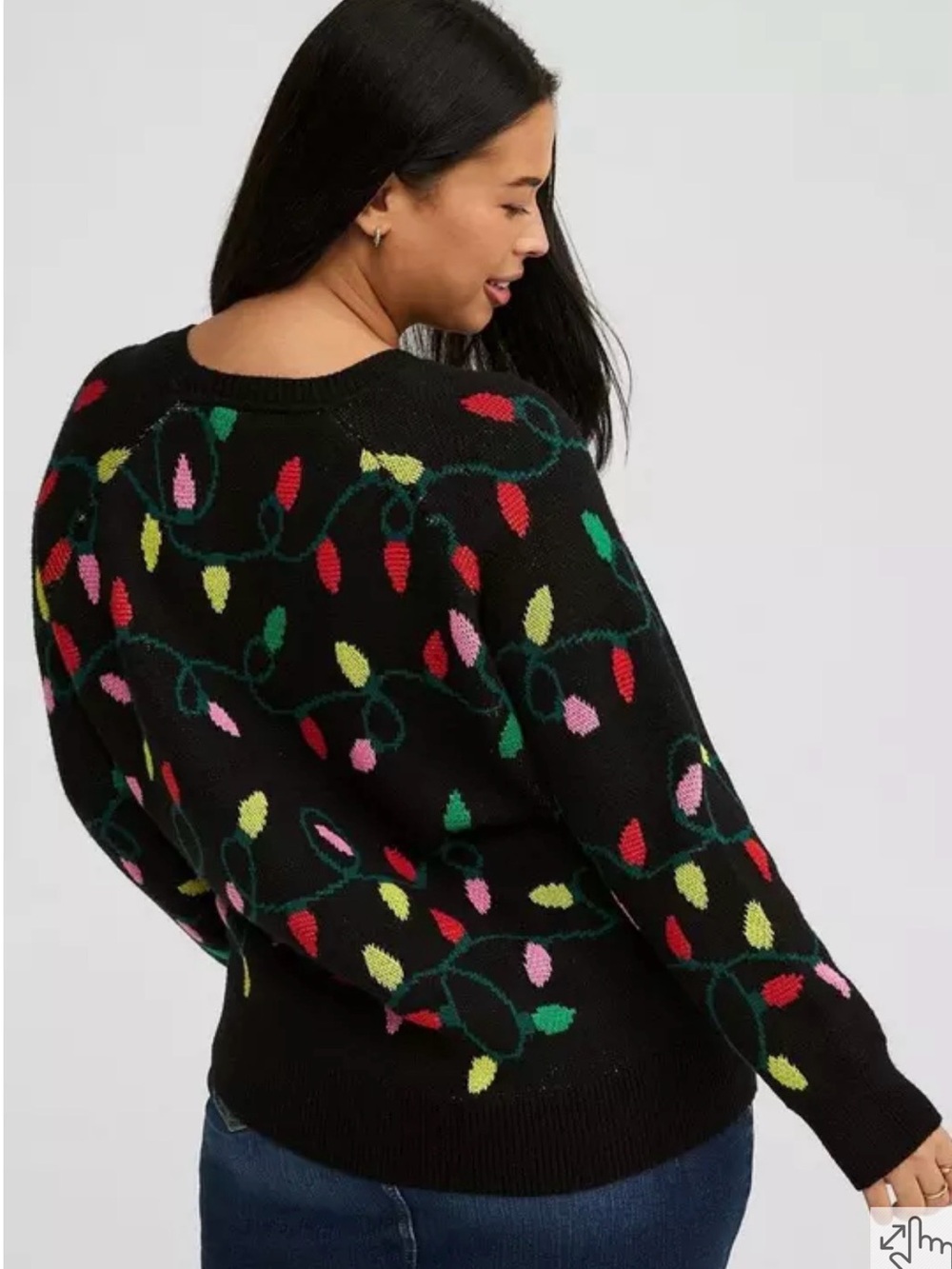 Torrid Lights Pullover Crew Raglan black Sweater size 0XL
